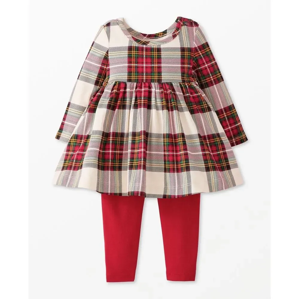 Hanna Andersson Baby Holiday Skater Dress & Leggings Set 9-12 Months